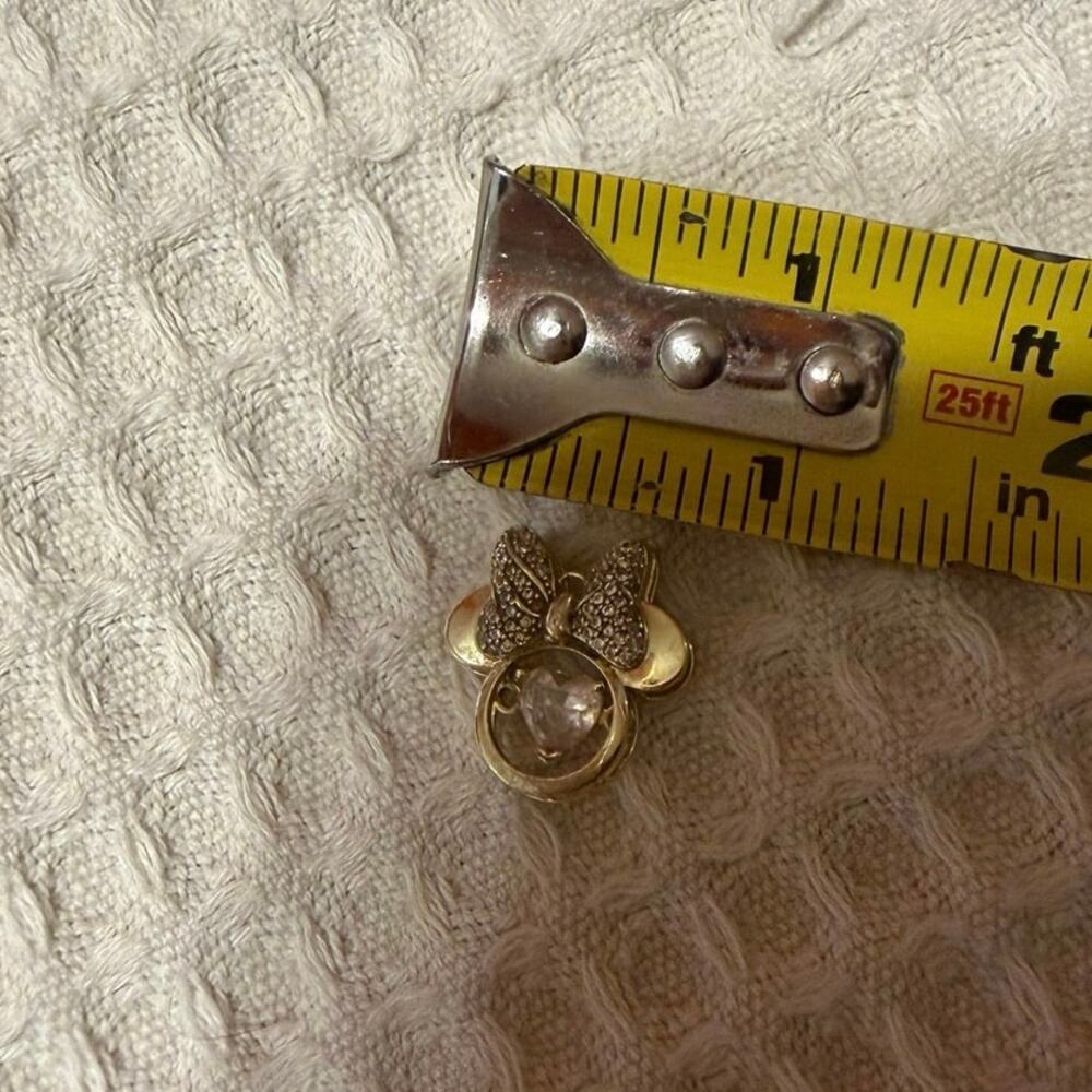 Disney Minnie Mouse Bowtiful Gold Necklace Charm Pendant Crystal Silver Plated - Picture 5 of 12